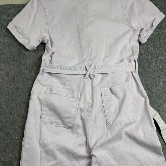 Shoe Fly Jumpsuit Women's Large White Tie-Belt Casual Straight Leg Button-front - Picture 2 of 9